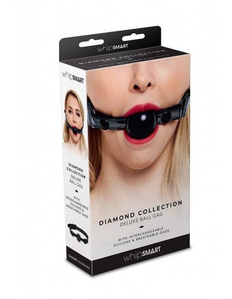 Knebel BDSM Whipsmart Diamond Ball Gag Black - Kneble do ust - 3