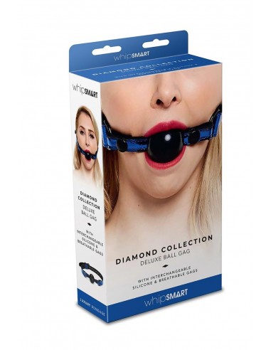 Knebel BDSM Whipsmart Diamond Ball Gag Blue - Kneble do ust - 3