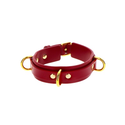 Obroża Taboom D-Ring Collar Deluxe Red z 3 pierścieniami D, 43 x 3 cm - 1