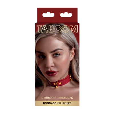 Obroża Taboom D-Ring Collar Deluxe Red z 3 pierścieniami D, 43 x 3 cm - 1 2