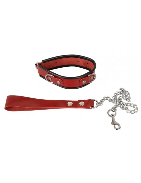 Leather Collar and Leash - Uprzęże BDSM - 3