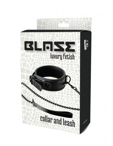 BLAZE COLLAR AND LEASH CROCO BLACK - Uprzęże BDSM - 2