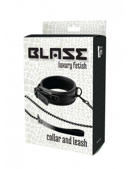 BLAZE COLLAR AND LEASH CROCO BLACK - Uprzęże BDSM - 2