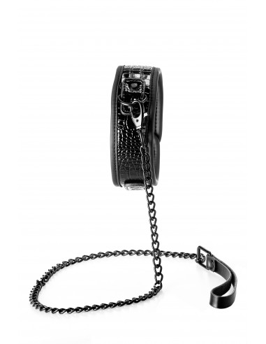 BLAZE COLLAR AND LEASH CROCO BLACK - Uprzęże BDSM - 3