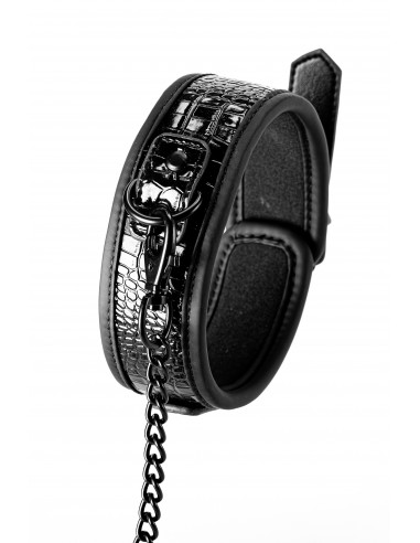 BLAZE COLLAR AND LEASH CROCO BLACK - Uprzęże BDSM - 4