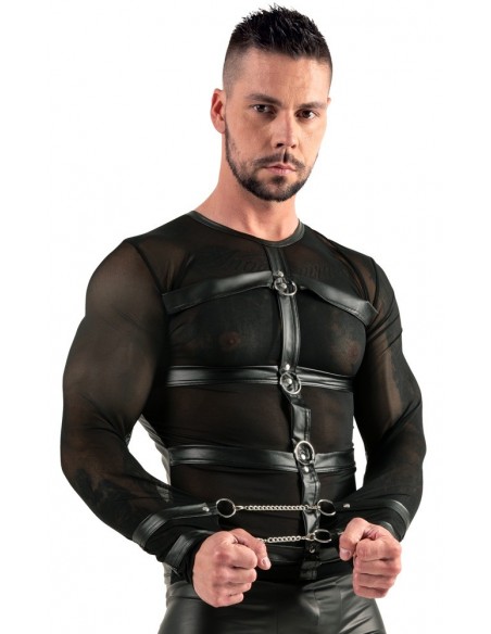 Sekowny top z długim rękawem i uprzężą Men's Shirt S - Koszule, koszulki, podkoszulki - 2