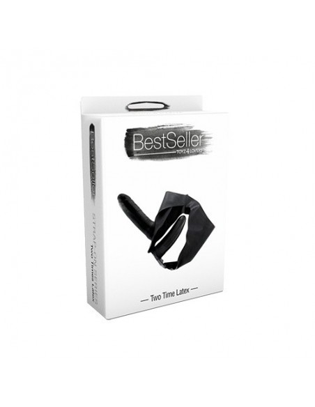 Podwójny Strapon Two Times Latex Strap-On - Strap-ony, dilda na pasku bez wibracji - 1