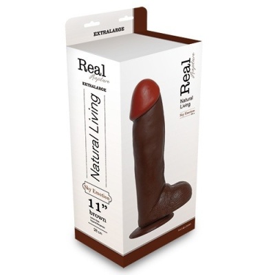 Dildo Real Rapture Brown 28 cm – realistyczny, miękki PVC - 1 2