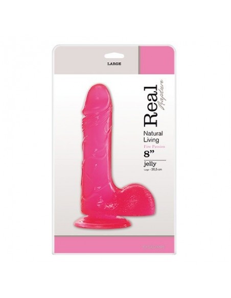 Żelowe Dildo Jelly Dildo Real Rapture Pink 8" - Dilda żelowe - 2