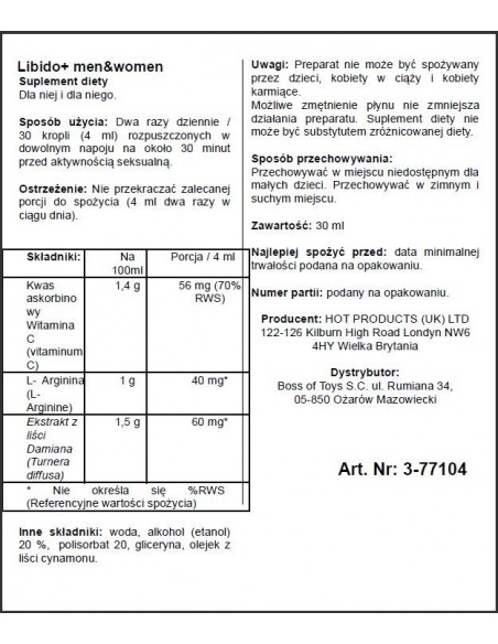 Supl.diety-Libido + (m+w) 30ml - Do przypisania - 2