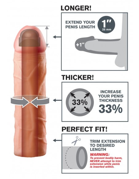 Nakładka Na Penisa Fx Perefct 1"""" Extension - Przedłużki i nakładki na penisa - 3