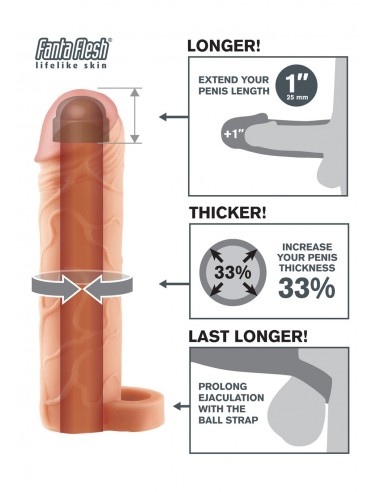 Nakładka Na Penisa Fx Perfect 1"""" Ext With Ball Strap - Przedłużki i nakładki na penisa - 3