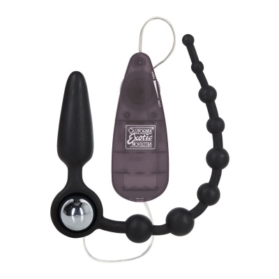 Wibrujący plug analny Booty Double Dare z koralikami 21 cm - 1