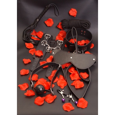 Zestaw BDSM Amazing Bondage – 8 elementów, w tym regulowane kajdanki (36,6 cm) - 1 2