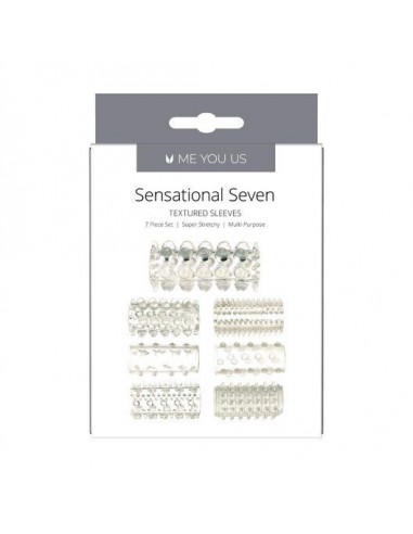 Stymulująca Nakładka Me You Us Sensual Seven Textured Sleeves Transparent Small - Przedłużki i nakładki na penisa - 1