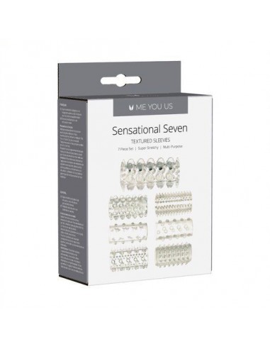 Stymulująca Nakładka Me You Us Sensual Seven Textured Sleeves Transparent Small - Przedłużki i nakładki na penisa - 2