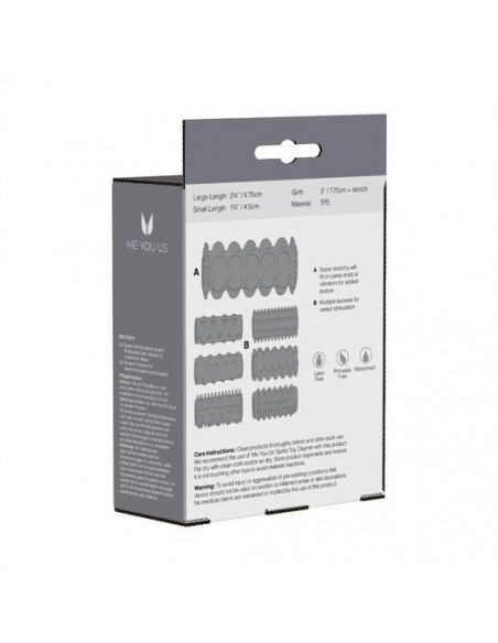 Stymulująca Nakładka Me You Us Sensual Seven Textured Sleeves Transparent Small - Przedłużki i nakładki na penisa - 3