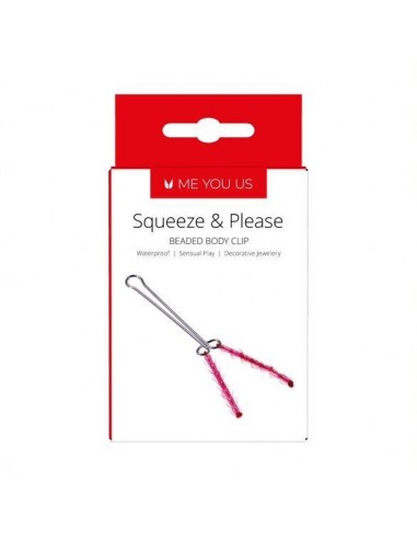 Klips na sutek lub łechtaczkę Me You Us Squeeze N Please Beaded Clit Clip Red - Klamry i klipsy na sutki - 1