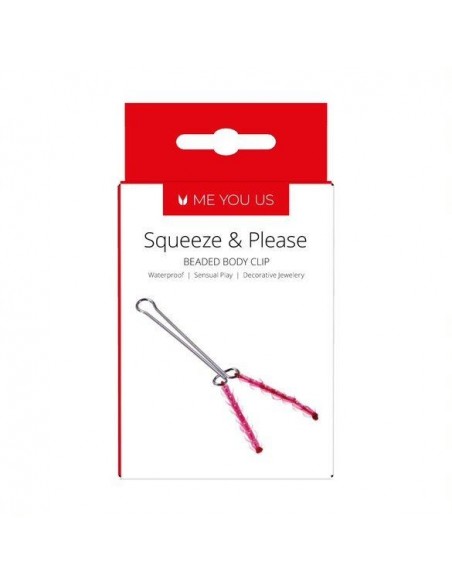Klips na sutek lub łechtaczkę Me You Us Squeeze N Please Beaded Clit Clip Red - Klamry i klipsy na sutki - 1