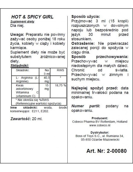 Popraw sprawność seksualną Hot Spicy Girl 20ml - Dłuższa i mocniejsza erekcja - 4