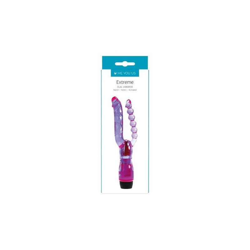 Dwustronny wibrator Me You Us Extreme Dual Purple - stymulacja waginalna i analna, płynna regulacja pokrętłem, silikon medyczny - 2