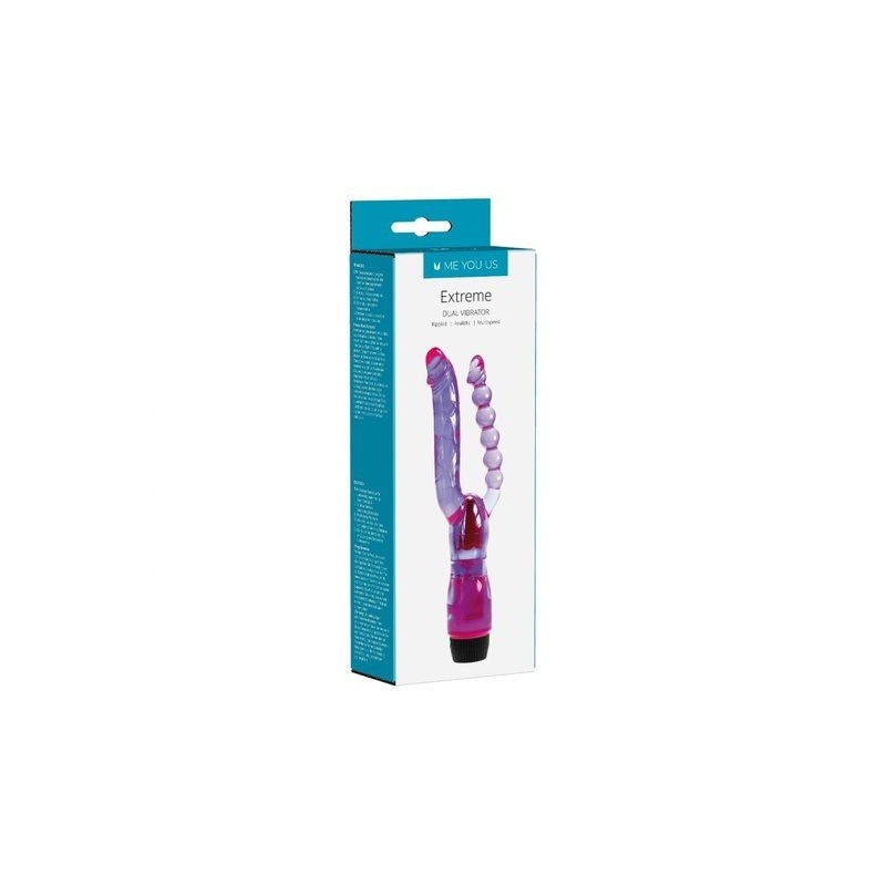 Dwustronny wibrator Me You Us Extreme Dual Purple - stymulacja waginalna i analna, płynna regulacja pokrętłem, silikon medyczny - 3