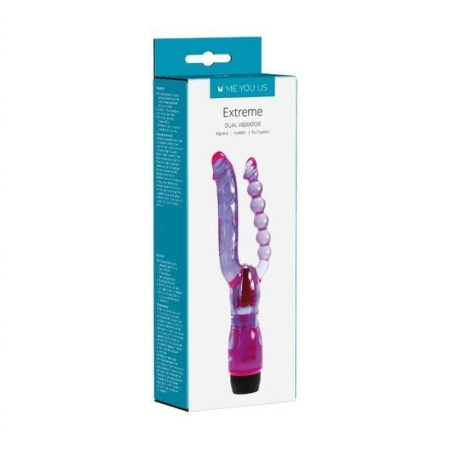 Dwustronny wibrator Me You Us Extreme Dual Purple - stymulacja waginalna i analna, płynna regulacja pokrętłem, silikon medyczny - 3