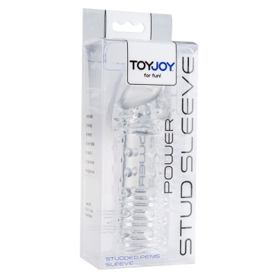 Power Stud Sleeve Transparent - przezroczysta przedłużka na penisa z TPE i wypustkami, 15,2 cm - 1 2