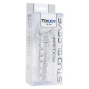 Power Stud Sleeve Transparent - przezroczysta przedłużka na penisa z TPE i wypustkami, 15,2 cm - 2
