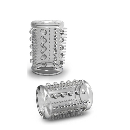 Nakładka na penisa Stay Hard Cock Sleeve 03 Clear - teksturowany TPE, średnica wewnętrzna 2,5 cm, zewnętrzna 3,3 cm, wysokość 5 - 2