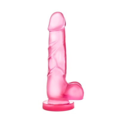 Sweet N Hard 4 Pink - żelowe dildo z przyssawką, realistycznymi żyłkami i jądrami - 1