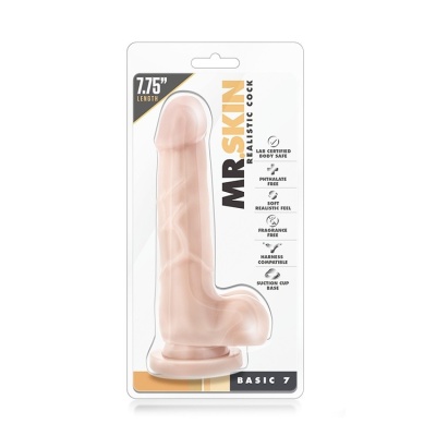 Dildo realistyczny Basic 7 FLESH z przyssawką i jądrami 19,7 cm - 1 2