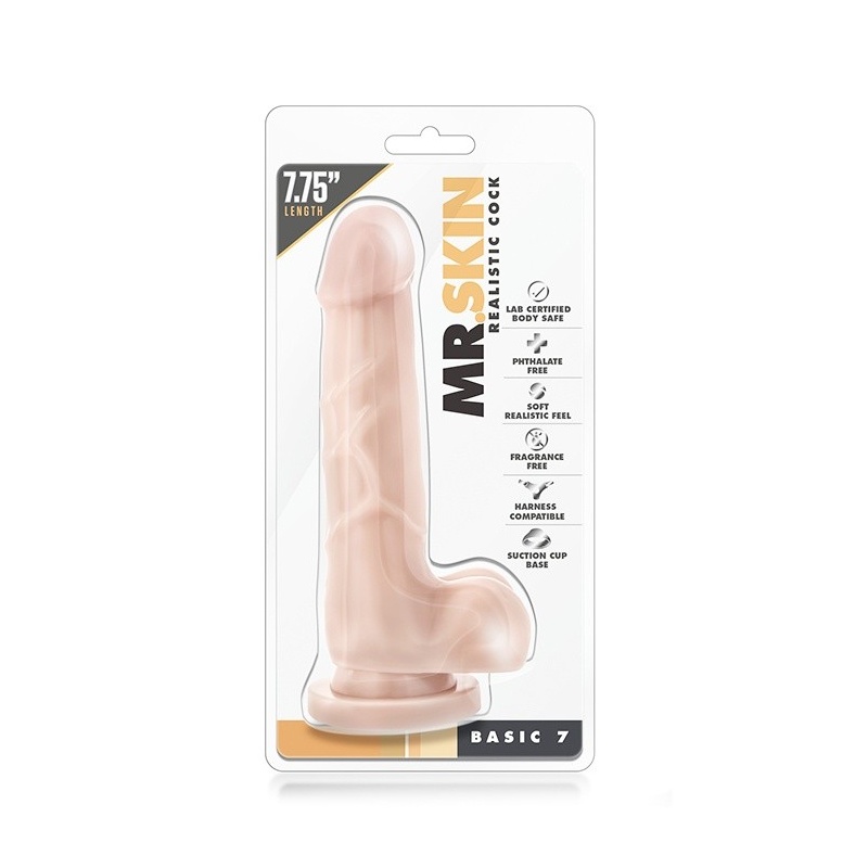Dildo realistyczny Basic 7 FLESH z przyssawką i jądrami 19,7 cm - 2
