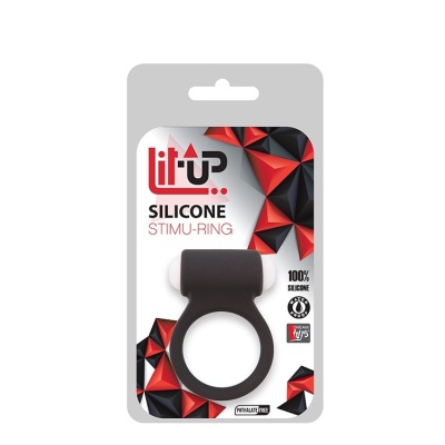 Pierścien erekcyjny wibrujący LIT-UP Silikonowy STIMU RING 3 Czarny - 1 2