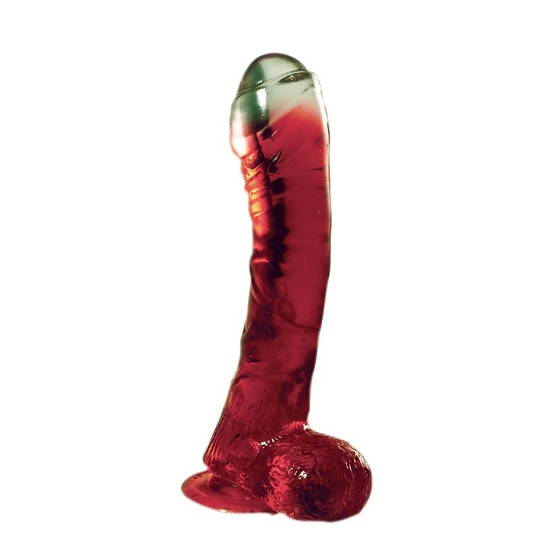 Realistyczne dildo Lazy Buttcock 6.5 Red Dong 16,5 cm z przyssawką i żyłkowaniem - 1