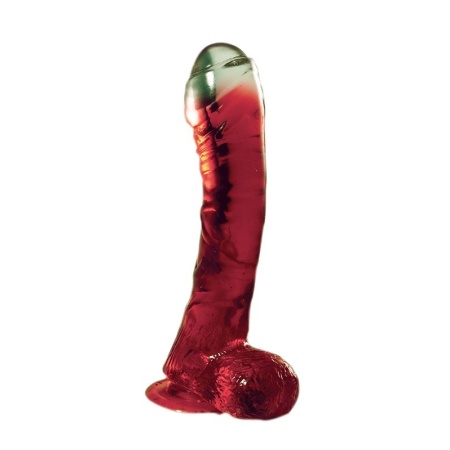 Realistyczne dildo Lazy Buttcock 6.5 Red Dong 16,5 cm z przyssawką i żyłkowaniem - 1