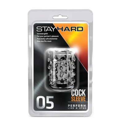 Nakładka na penisa Cock Sleeve 05 Clear - teksturowana, rozciągliwa długość 4,8 cm, średnica wewnętrzna 2,5 cm, średnica zewnętr - 1 2