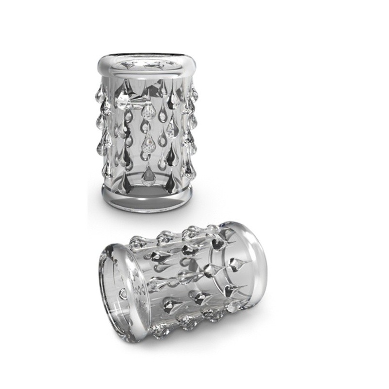 Nakładka na penisa Cock Sleeve 05 Clear - teksturowana, rozciągliwa długość 4,8 cm, średnica wewnętrzna 2,5 cm, średnica zewnętr - 3
