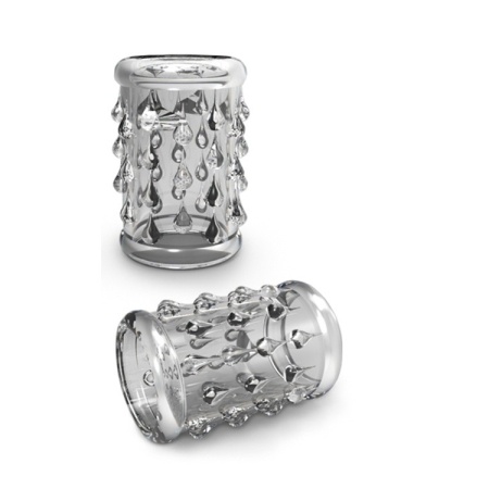 Nakładka na penisa Cock Sleeve 05 Clear - teksturowana, rozciągliwa długość 4,8 cm, średnica wewnętrzna 2,5 cm, średnica zewnętr - 3