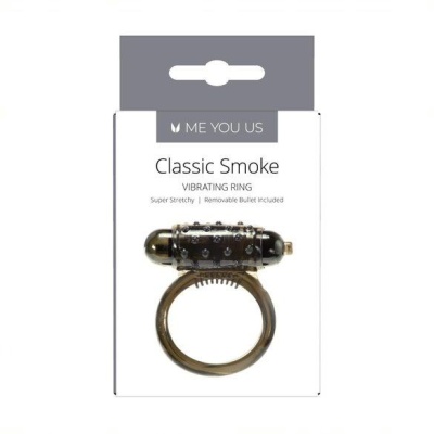 Wibrujący pierścień na prącie Classic Smoke - elastyczny silikon z centralnym cylindrem i kulistymi wypustkami - 1 2