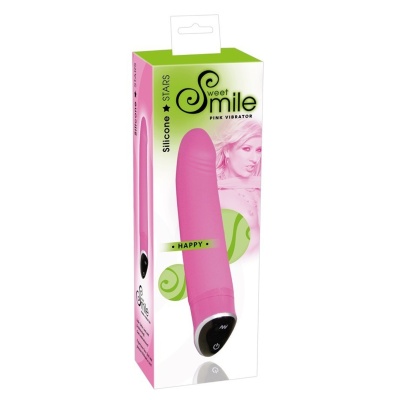 Wibrator Smile Happy Pink – zakrzywiona główka do stymulacji punktu G, silikon medyczny + ABS, 22 cm - 1 2