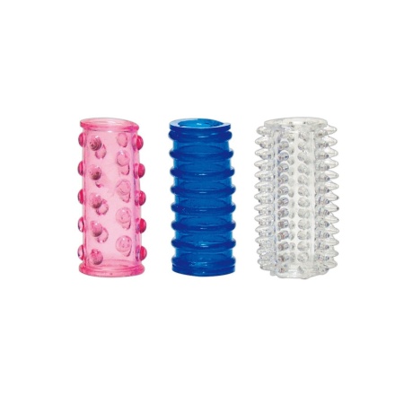 Nakładki stymulujące Sleeves 3er Set TPE – elastyczne mankiety z rowkami i nubami, 4,5 cm - 1