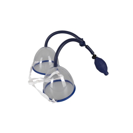 Podwójna pompka próżniowa do piersi Easy Grow z ręczną gruszką, regulowanymi taśmami i kopułkami 12 cm - 1