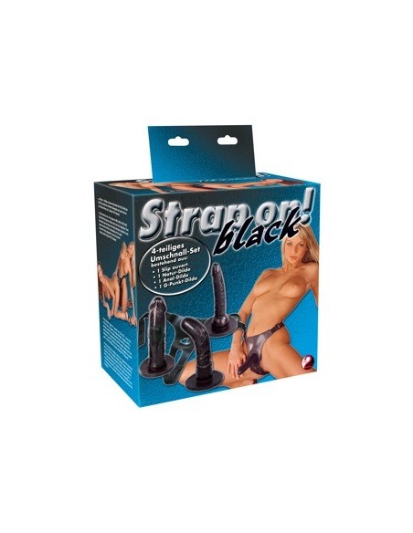 Strap-On Black Zestaw Protez Penisa Na Uprzęży - Strap-ony, dilda na pasku bez wibracji - 2