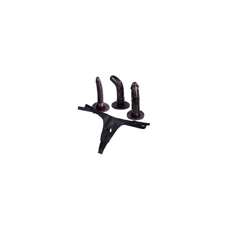 Strap-on Black – 3 Wymienne Dildo 15–16 cm - 1