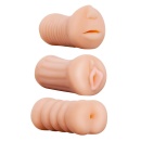 To-Go Threesome – zestaw 3 masturbatorów TPR z otworami: usta, pochwa, odbyt, długość 11 cm, średnica zewnętrzna 4 cm - 1