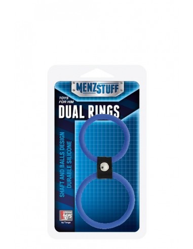 Pierścień na Penisa ENZSTUFF DUAL RINGS BLUE - Pierścienie erekcyjne niewibrujące - 2