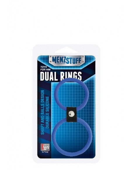 Pierścień na Penisa ENZSTUFF DUAL RINGS BLUE - Pierścienie erekcyjne niewibrujące - 2