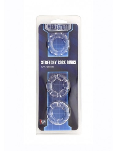 Zestaw pierścieni na penisa ENZSTUFF STRETCHY COCK RINGS CLEAR - Pierścienie erekcyjne niewibrujące - 2