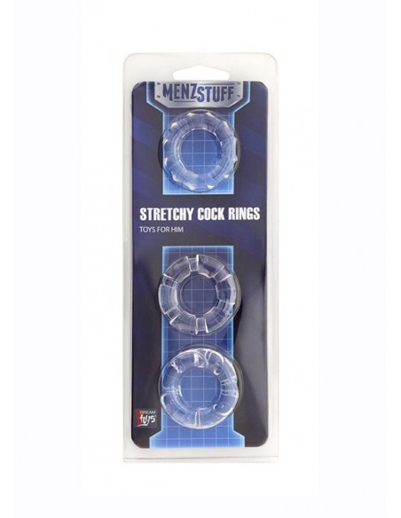 Zestaw pierścieni na penisa ENZSTUFF STRETCHY COCK RINGS CLEAR - Pierścienie erekcyjne niewibrujące - 2